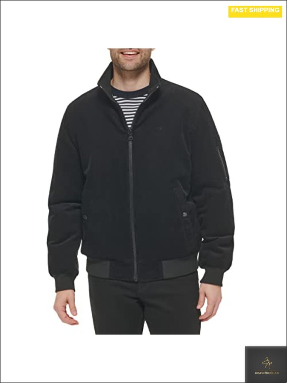 Calvin Klein Men's Corduroy Bomber Jacket Cotton Long Sleeve Zip Up
